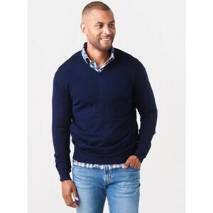 PETER MILLAR Merino Silk Sweater Navy V-Neck Pullover Crown Soft Men's 2XL